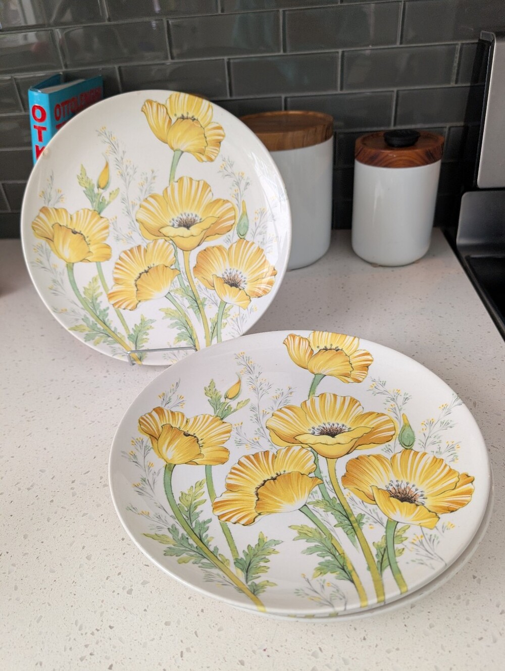 4 Vintage Noritake Yellow Buttercup Floral 10" Dinner Plates - Set of 4